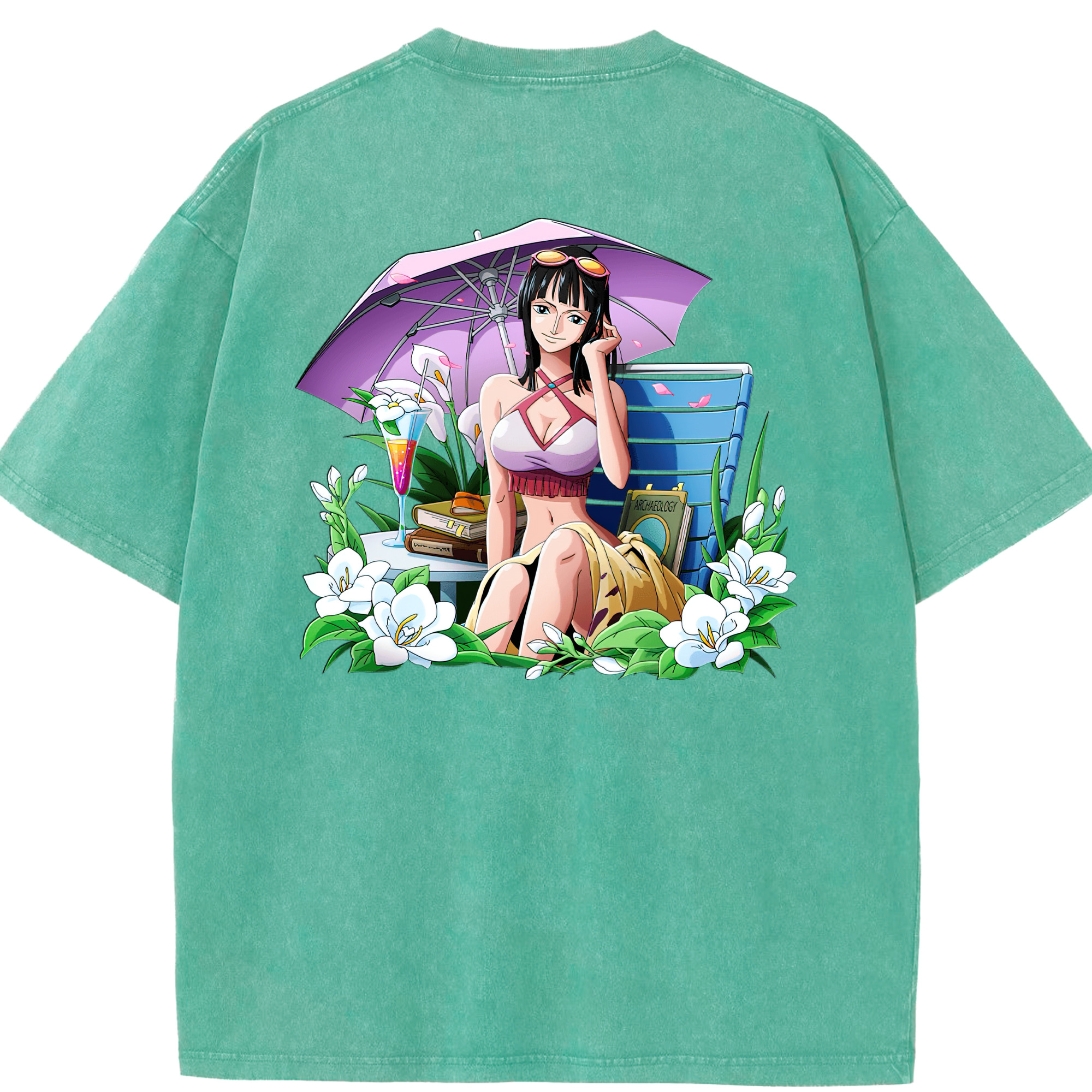 ワンピース ニコ・ロビン ONE PIECE Nico Robin 綿100% ヴィンテージ風 半袖Tシャツ（背面プリント）